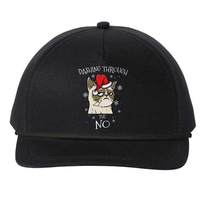 Cat Lover Xmas Funny Gift Dashing Through No Grumpy Christmas Gift Snapback Five-Panel Rope Hat