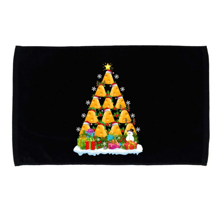 Cheese Lover Xmas Holiday Santa Cheese Christmas Tree Microfiber Hand Towel