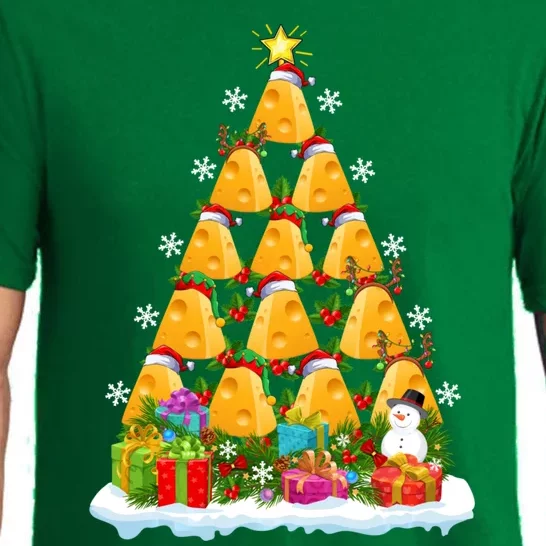 Cheese Lover Xmas Holiday Santa Cheese Christmas Tree Pajama Set