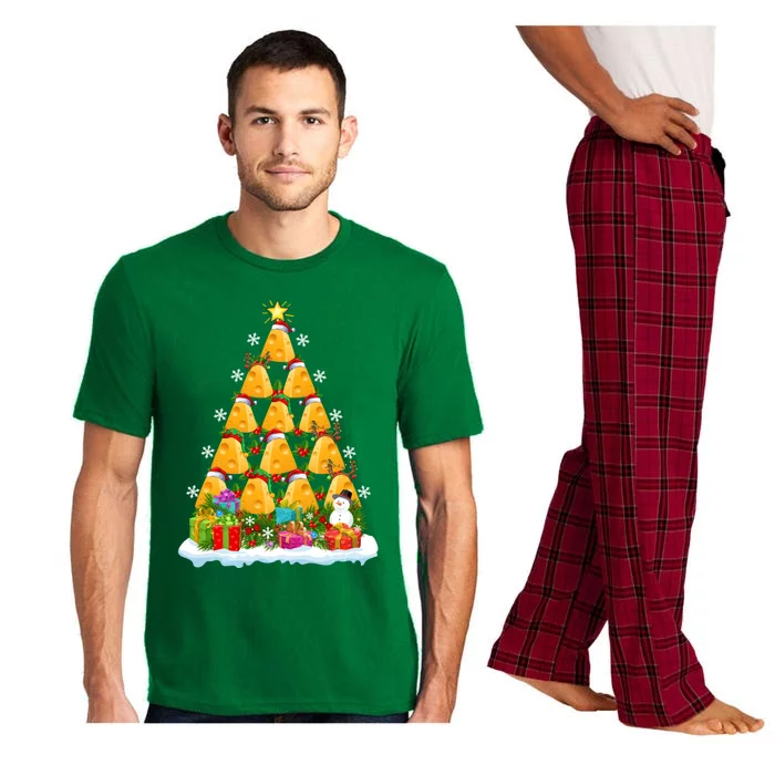 Cheese Lover Xmas Holiday Santa Cheese Christmas Tree Pajama Set