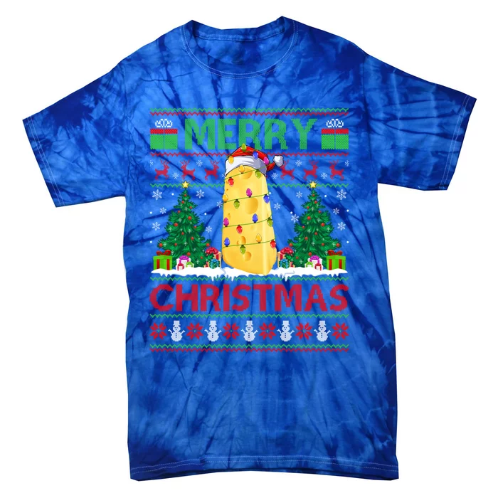 Cheese Lover Xmas Tree Ugly Santa Cheese Christmas Funny Gift Tie-Dye T-Shirt