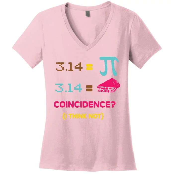 Cool March 14 Pi Day Coincidence Women's V-Neck T-Shirt