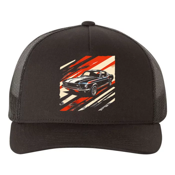 Classic Muscle 1960s Stripe Patterned Fastback Yupoong Adult 5-Panel Trucker Hat