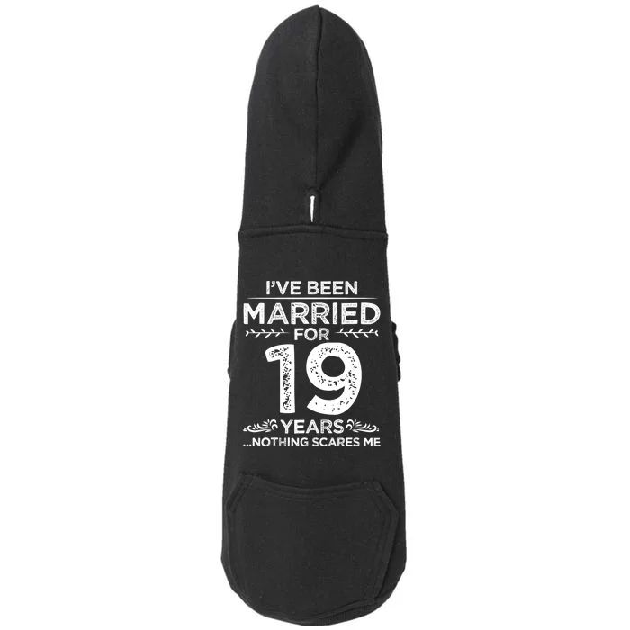 Couples Married 19 Years Retro 19th Wedding Anniversary Doggie 3-End Fleece Hoodie