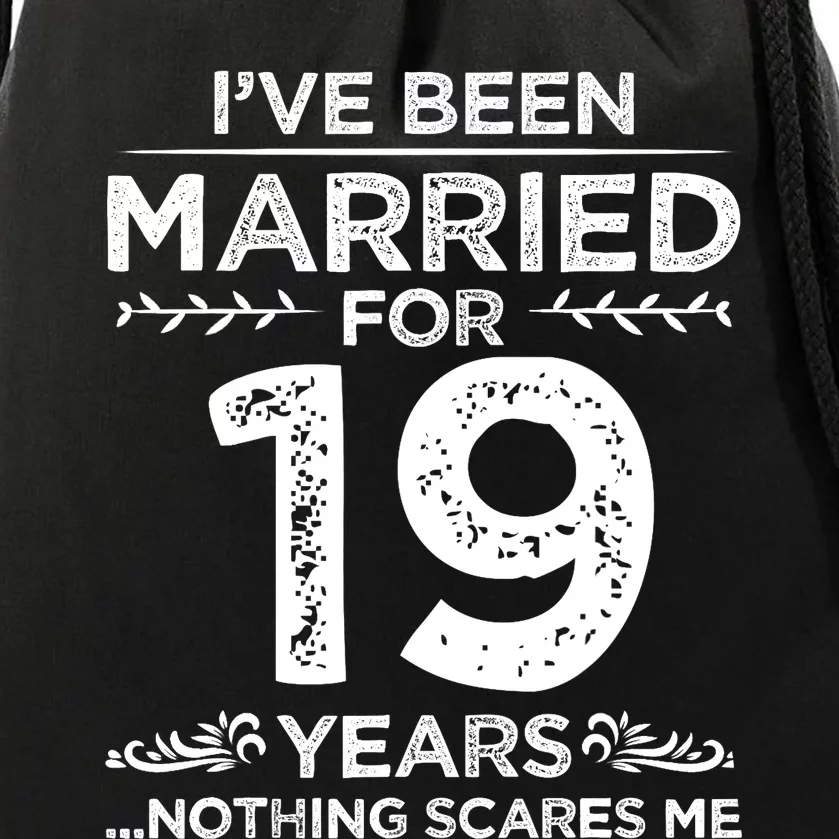 Couples Married 19 Years Retro 19th Wedding Anniversary Drawstring Bag