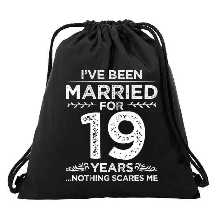 Couples Married 19 Years Retro 19th Wedding Anniversary Drawstring Bag