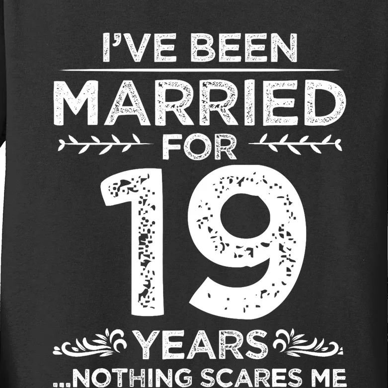 Couples Married 19 Years Retro 19th Wedding Anniversary Kids Long Sleeve Shirt