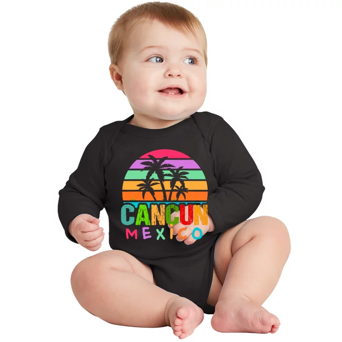 Cancun Mexico 2024 Vacation Beach Matching Family Group Baby Long Sleeve Bodysuit