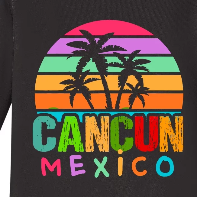 Cancun Mexico 2024 Vacation Beach Matching Family Group Baby Long Sleeve Bodysuit