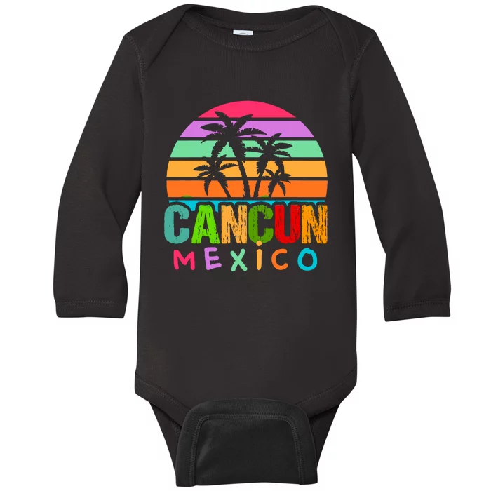 Cancun Mexico 2024 Vacation Beach Matching Family Group Baby Long Sleeve Bodysuit