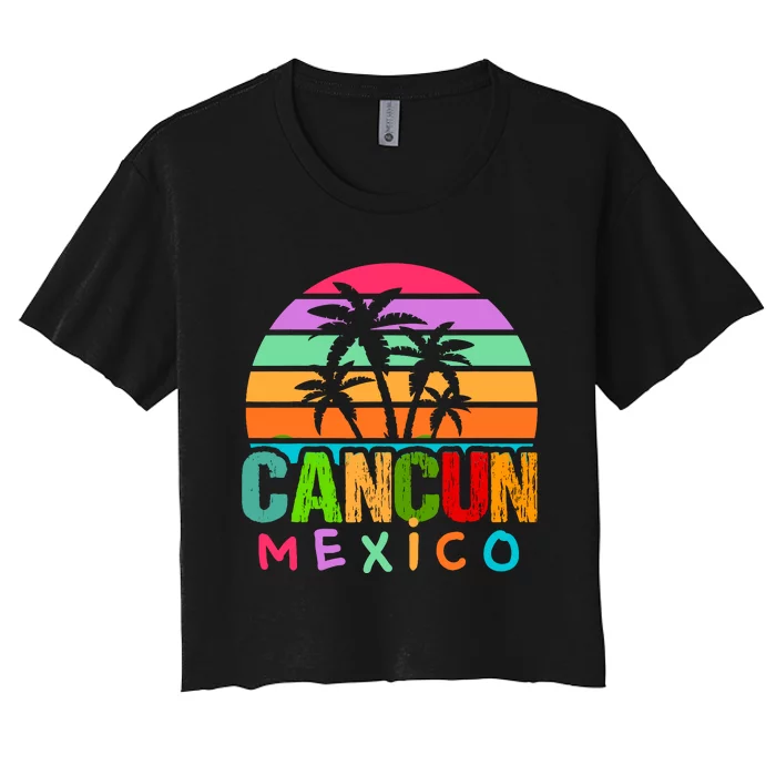 Cancun Mexico 2024 Vacation Beach Matching Family Group Women's Crop Top Tee