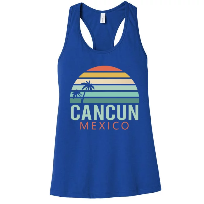 Cancun Mexico 2020 Retro Sun And Palm Group Gift Women's Racerback Tank