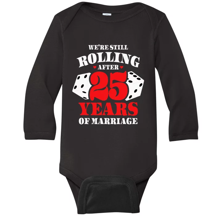 Couples Married 25 Years Funny 25th Wedding Anniversary Baby Long Sleeve Bodysuit