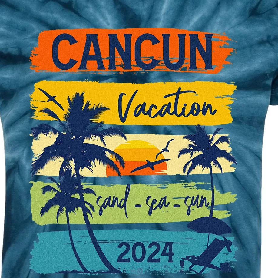 Cancun Mexico 2024 Summer Vacation Matching Family Group Kids Tie-Dye T-Shirt