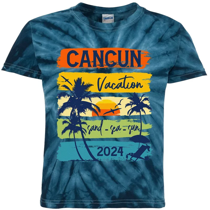 Cancun Mexico 2024 Summer Vacation Matching Family Group Kids Tie-Dye T-Shirt