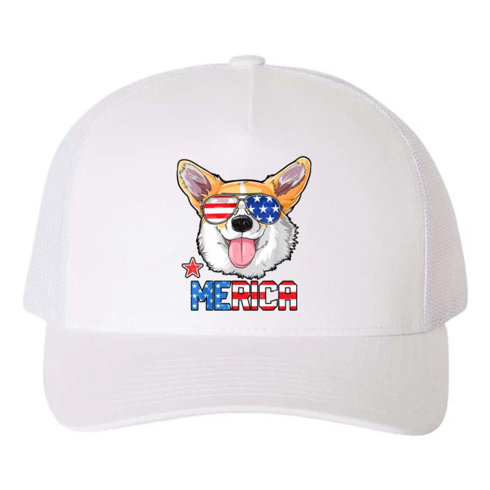 Corgi Merica 4th Of July Kids Boy Girl Dog Puppy Yupoong Adult 5-Panel Trucker Hat