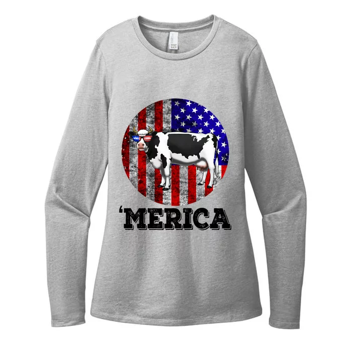 Cow Merica 4th Of July Patriotic American Great Gift Womens CVC Long Sleeve Shirt