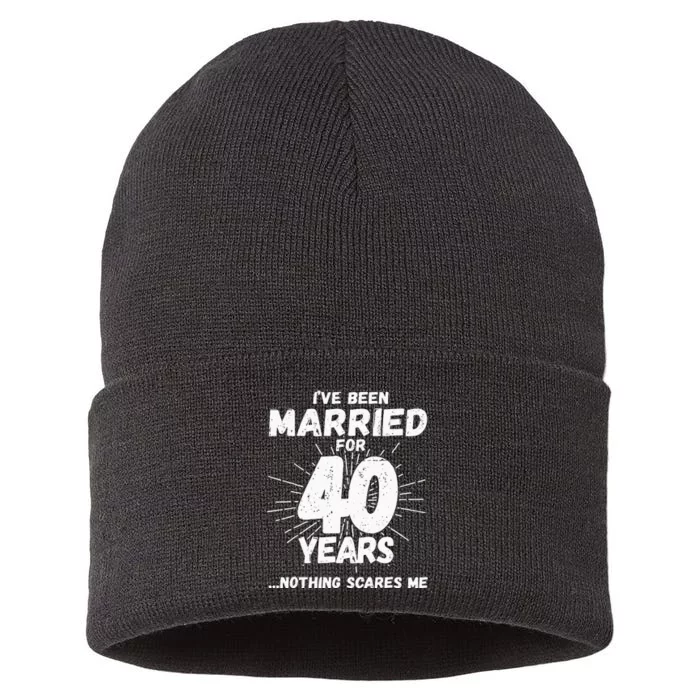 Couples Married 40 Years Funny 40th Wedding Anniversary Sustainable Knit Beanie