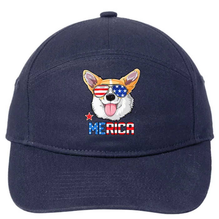 Corgi Merica 4th Of July Dog Puppy 7-Panel Snapback Hat