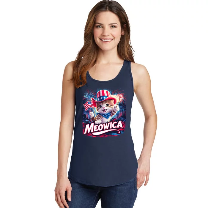 Cool Meowica 4th Of July Cat Ladies Essential Tank