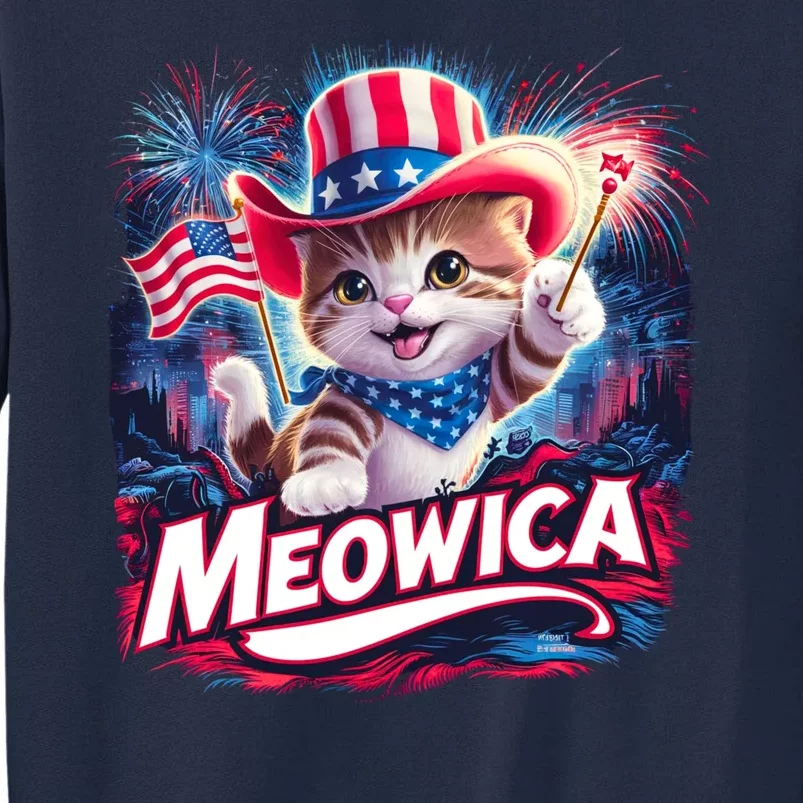 Cool Meowica 4th Of July Cat Tall Sweatshirt