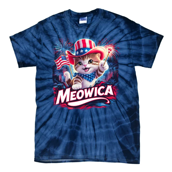 Cool Meowica 4th Of July Cat Tie-Dye T-Shirt