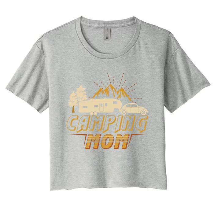 Camping Mom 5th Wheel Camper Rv Vacation Mothers Cool Gift Women's Crop Top Tee