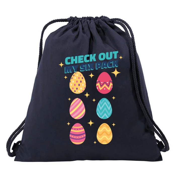 Checkout My 6 Pack Easter Eggs Funny Drawstring Bag