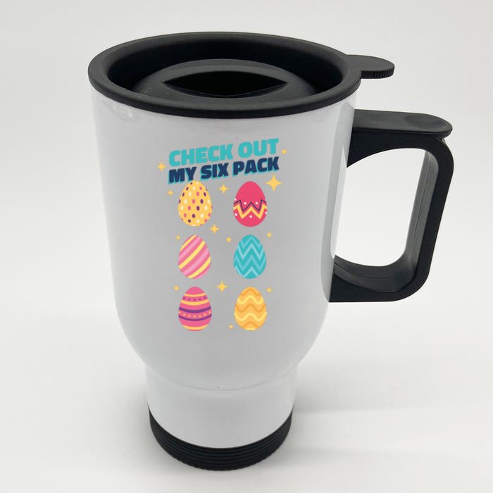 Checkout My 6 Pack Easter Eggs Funny Front & Back Stainless Steel Travel Mug