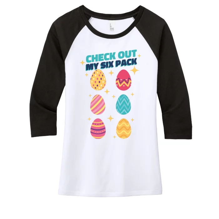 Checkout My 6 Pack Easter Eggs Funny Women's Tri-Blend 3/4-Sleeve Raglan Shirt