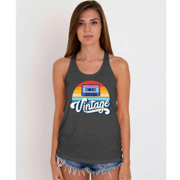 Cassette Mixtape 80s Music Retro Mixed Tape Women's Knotted Racerback Tank