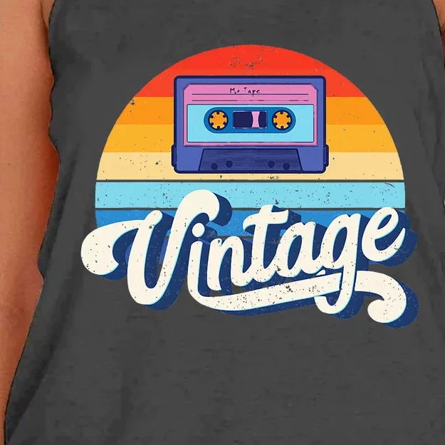 Cassette Mixtape 80s Music Retro Mixed Tape Women's Knotted Racerback Tank