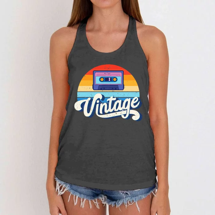 Cassette Mixtape 80s Music Retro Mixed Tape Women's Knotted Racerback Tank