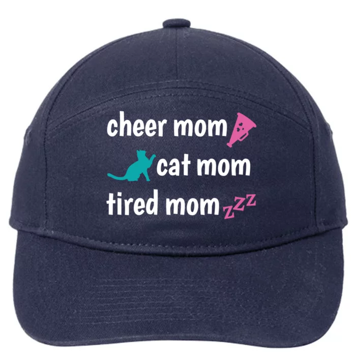 Cheer Mom And Tired Cat Mama Gift 7-Panel Snapback Hat