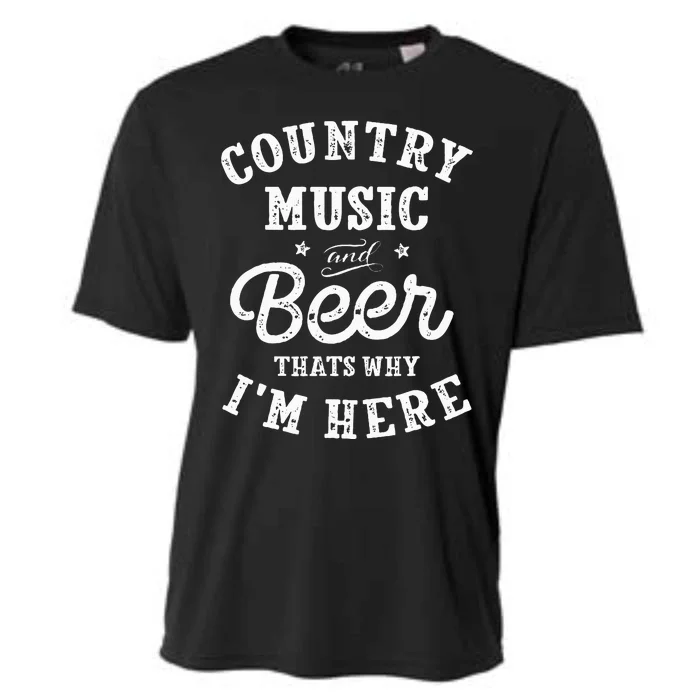 Country Music And Beer ThatS Why IM Here Guitar Guitarist Cooling Performance Crew T-Shirt