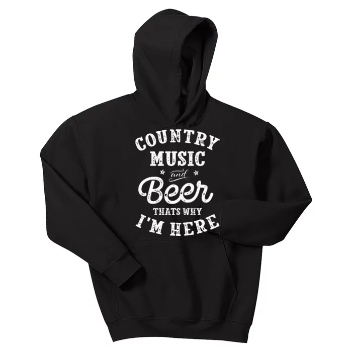 Country Music And Beer ThatS Why IM Here Guitar Guitarist Kids Hoodie