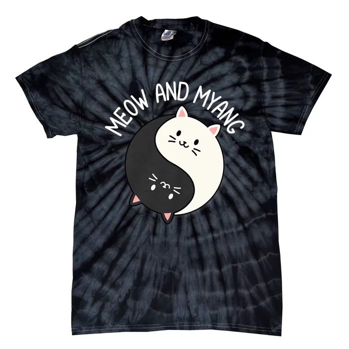 Cats Meow And Myang | Chinese Yin Yang Cat Tie-Dye T-Shirt