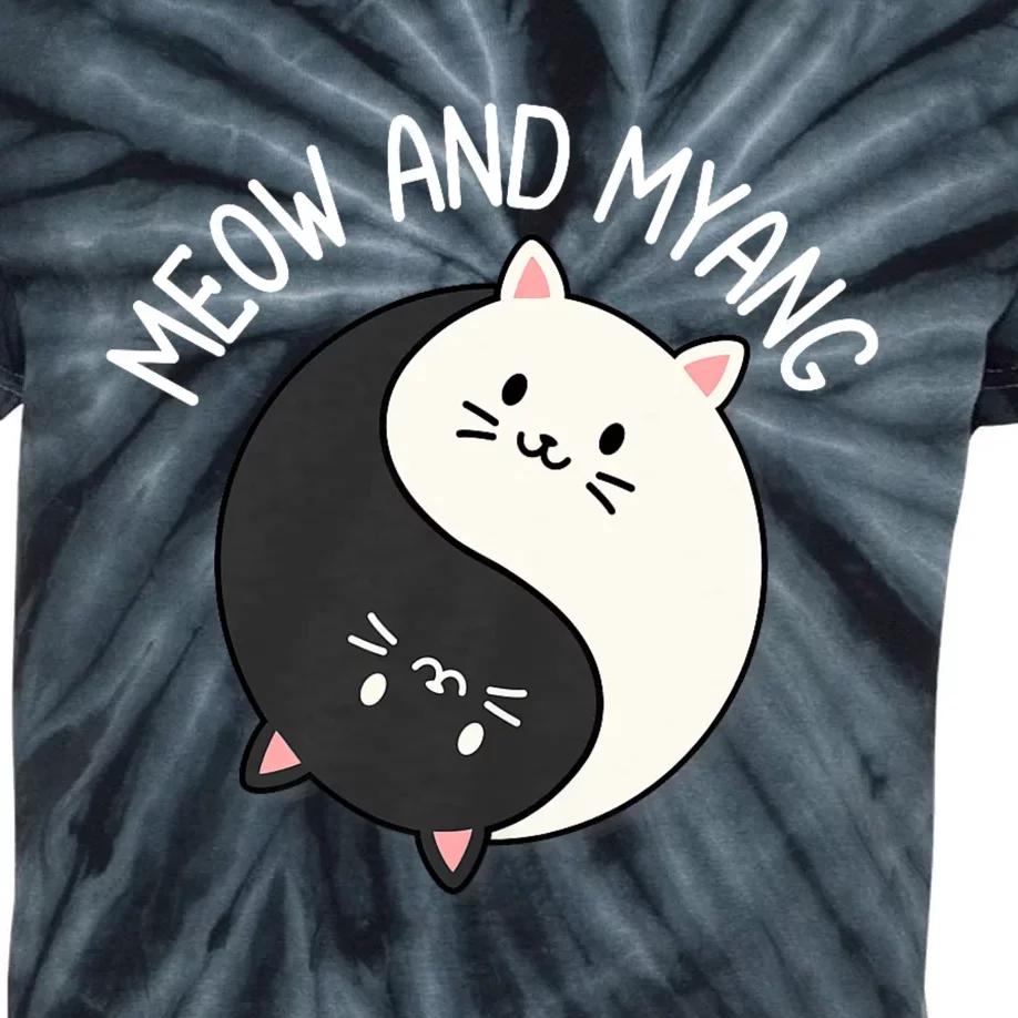 Cats Meow And Myang | Chinese Yin Yang Cat Kids Tie-Dye T-Shirt