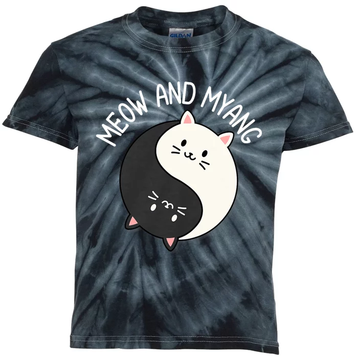 Cats Meow And Myang | Chinese Yin Yang Cat Kids Tie-Dye T-Shirt