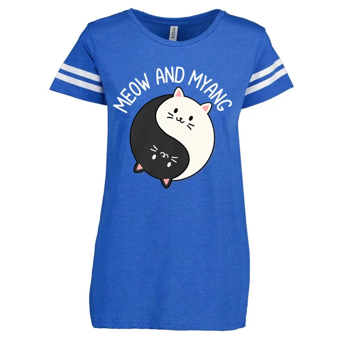 Cats Meow And Myang | Chinese Yin Yang Cat Enza Ladies Jersey Football T-Shirt