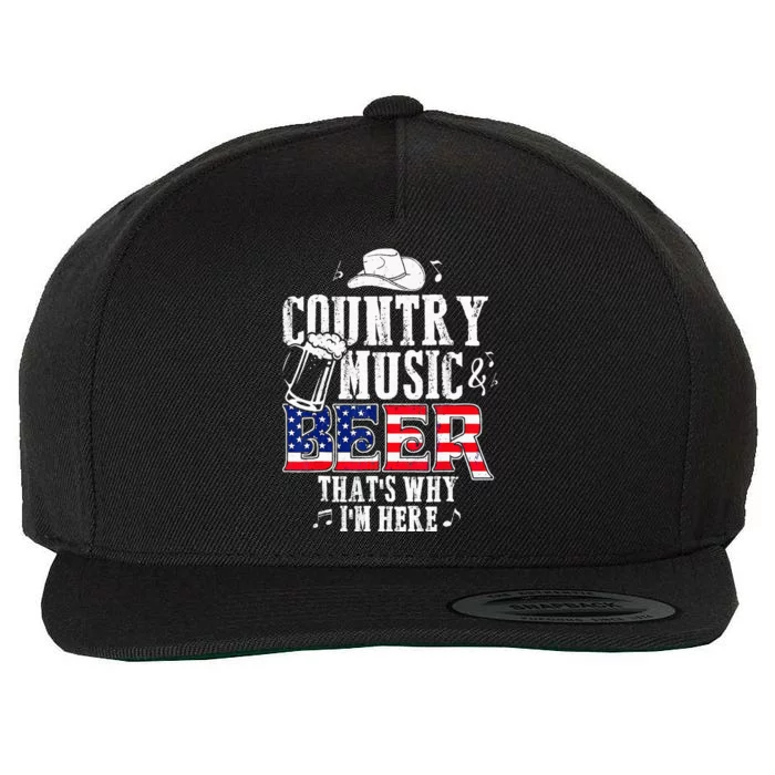 Country Music And Beer Thats Why Im Here Funny Wool Snapback Cap