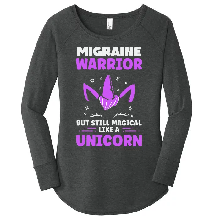 Chronic Migraine Awareness Purple Ribbon Magical Unicorn Women's Perfect Tri Tunic Long Sleeve Shirt