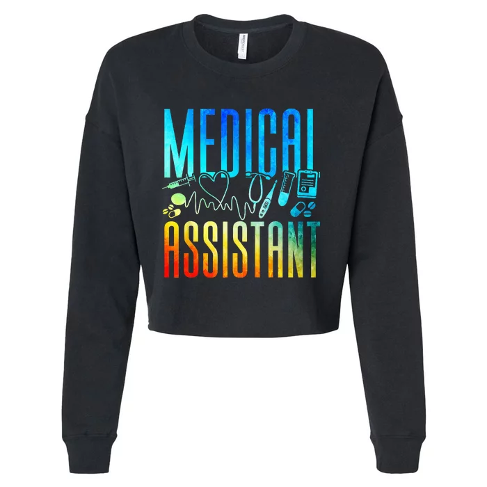 Certified Medical Assistant Watercolor CMA Cropped Pullover Crew