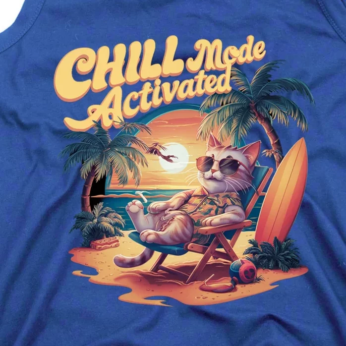 Chill Mode Activated Funny Cat Vacay Vibes Only Meow Kitty Gift Tank Top