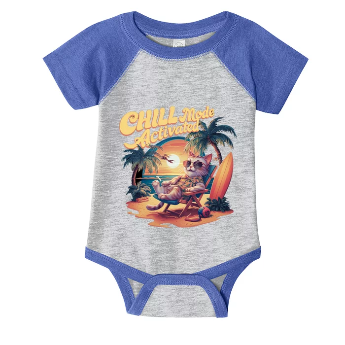 Chill Mode Activated Funny Cat Vacay Vibes Only Meow Kitty Gift Infant Baby Jersey Bodysuit