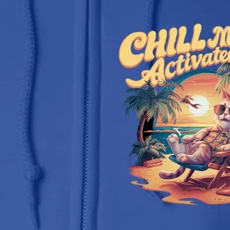 Chill Mode Activated Funny Cat Vacay Vibes Only Meow Kitty Gift Full Zip Hoodie