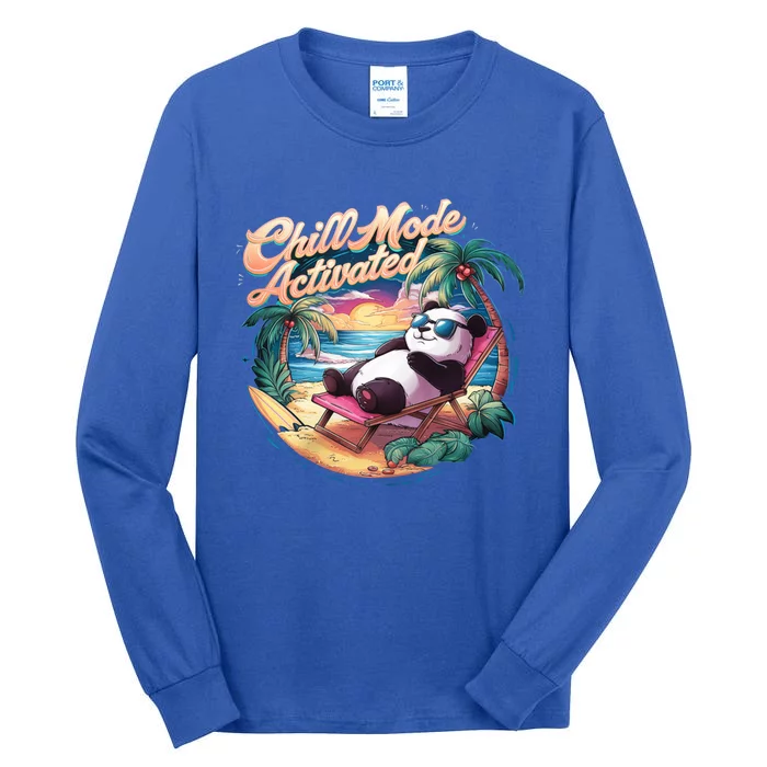 Chill Mode Activated Funny Cool Panda Bear Vacay Vibes Only Gift Tall Long Sleeve T-Shirt