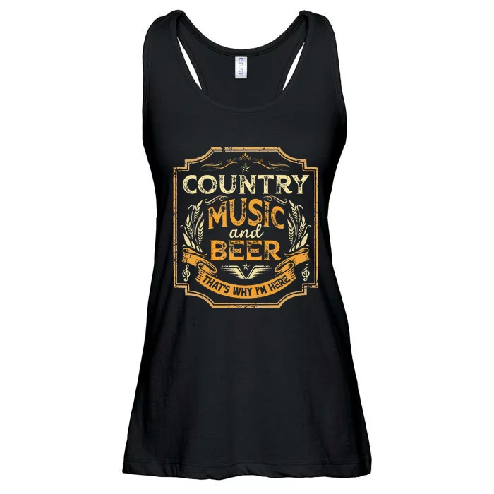 Country Music And Beer ThatS Why IM Here Vintage Drinking Ladies Essential Flowy Tank