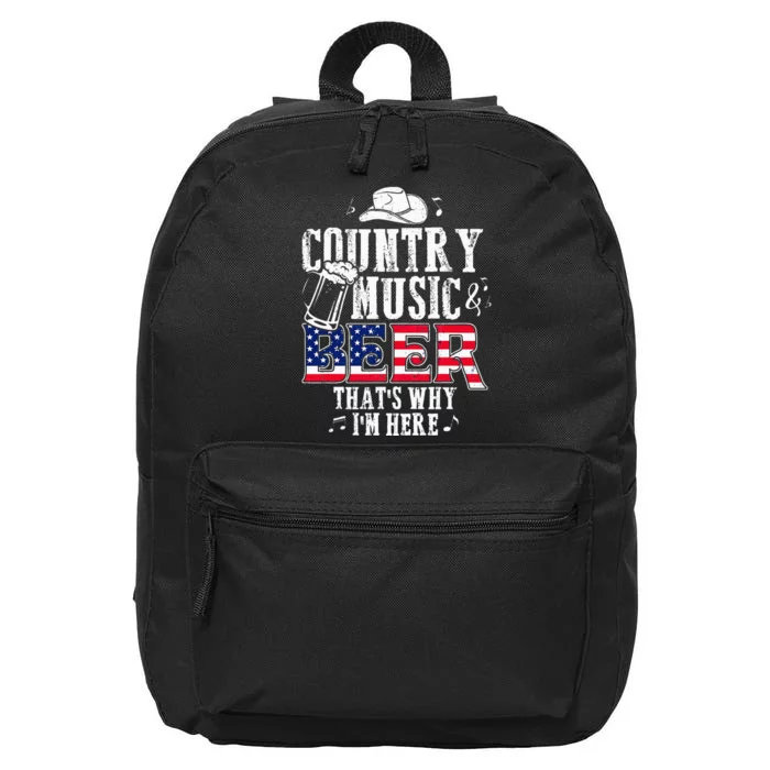 Country Music And Beer Thats Why Im Here Funny 16 in Basic Backpack