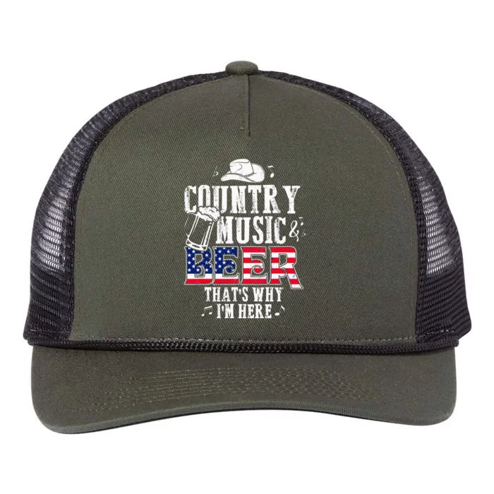 Country Music And Beer Thats Why Im Here Funny Retro Rope Trucker Hat Cap